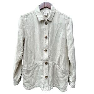 Martha Stewart Collection Women's Beige Linen Blend Jacket Size M
